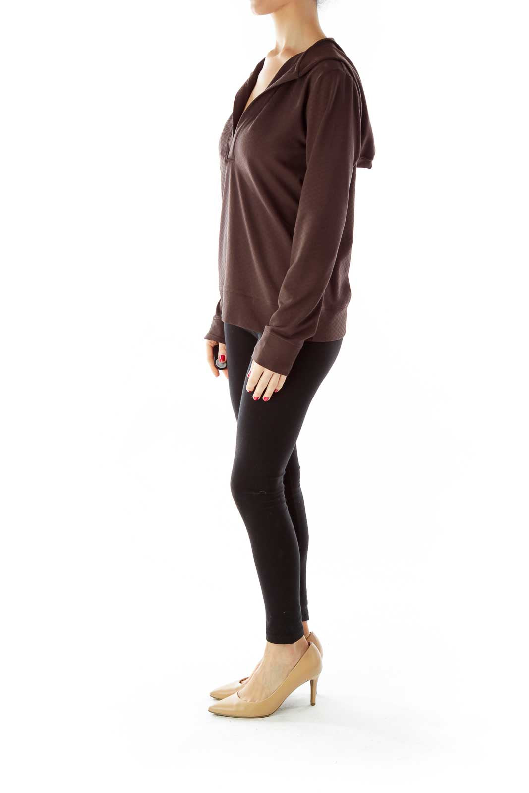 Brown Hooded Sports Top