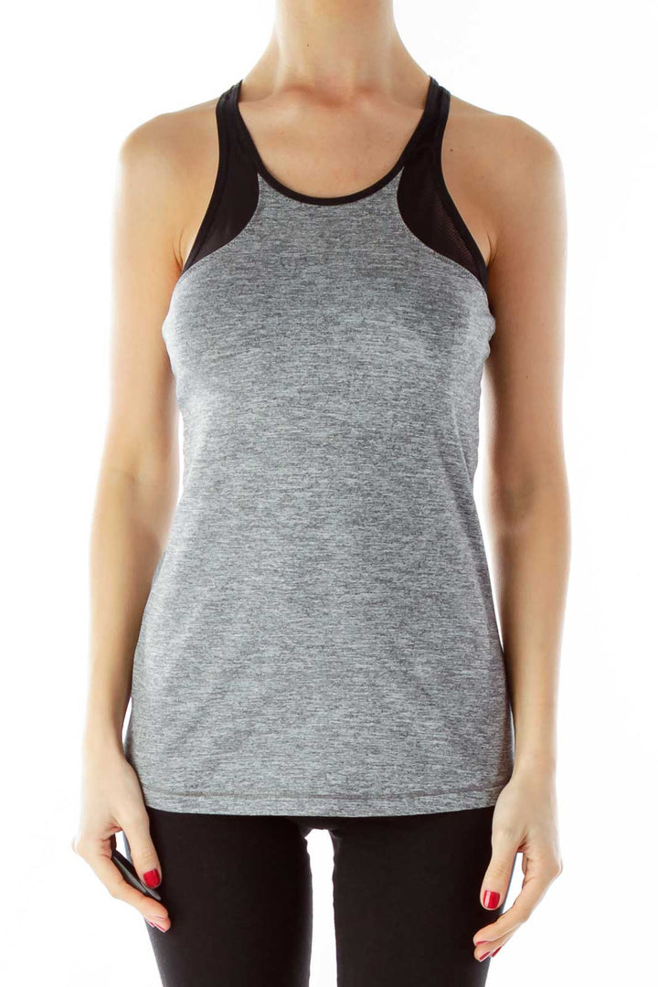 Gray Black Halter Yoga Top