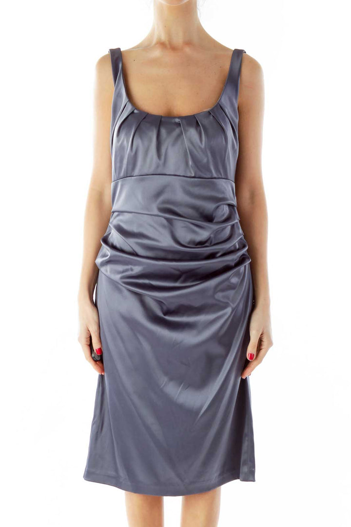 Gray Scrunched Cocktail Dress