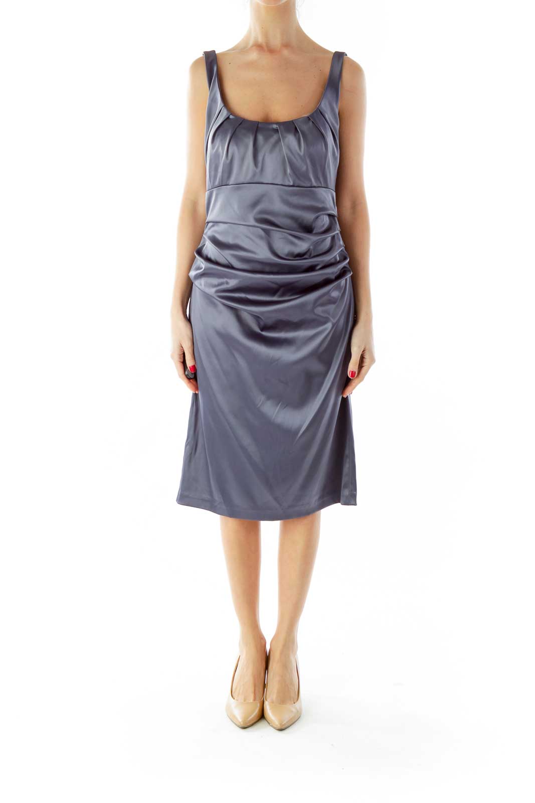 Gray Scrunched Cocktail Dress