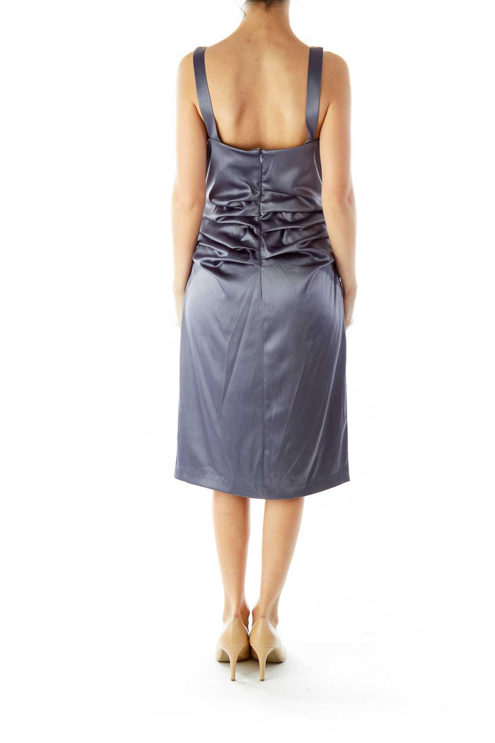 Gray Scrunched Cocktail Dress