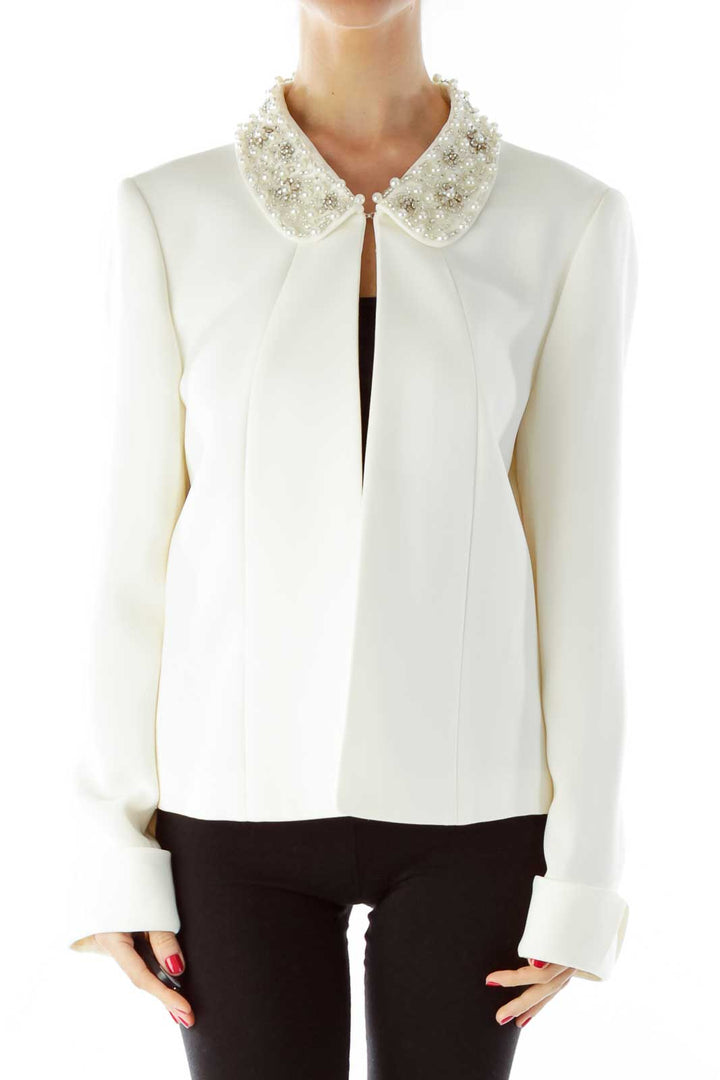 White Beaded Open Jacket