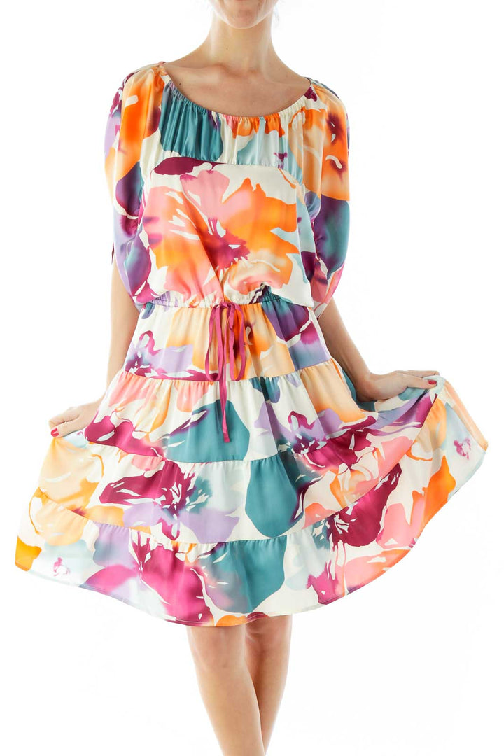 Multicolor Flower Print Loose Day Dress