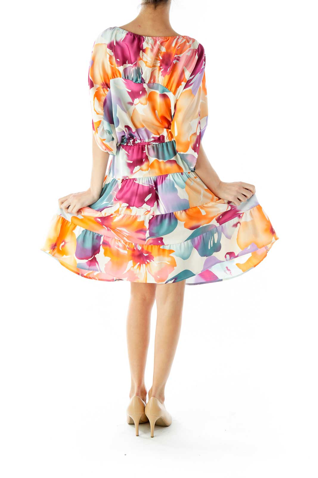 Multicolor Flower Print Loose Day Dress