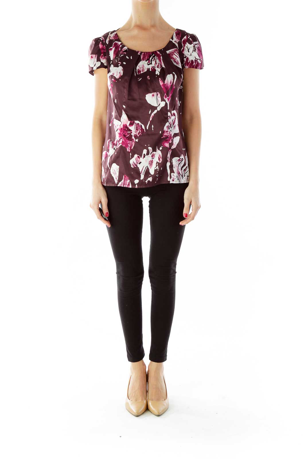 Purple Floral Satin Top