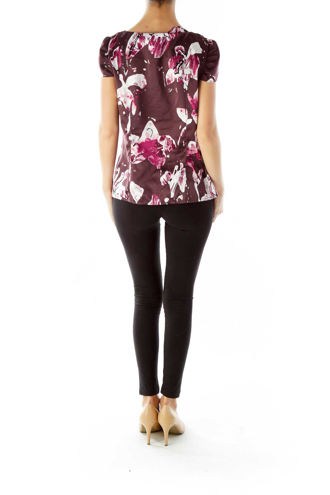 Purple Floral Satin Top