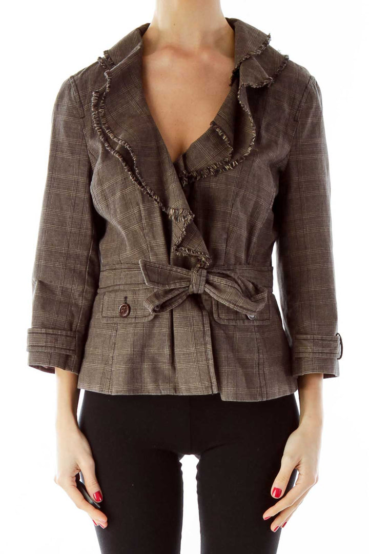 Brown Ruffled Blazer