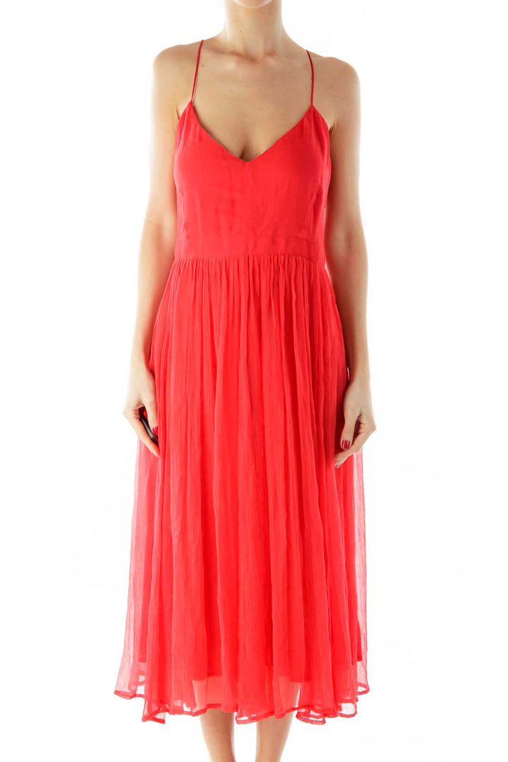 Red Pleated Tent Dress