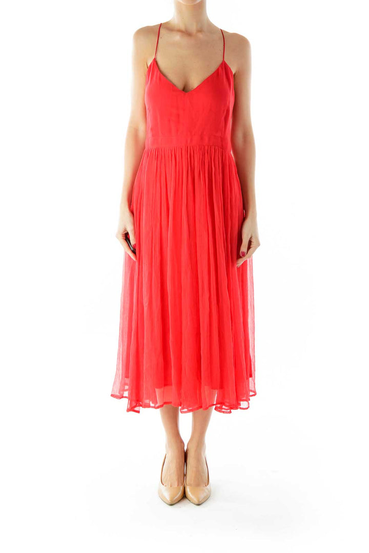 Red Pleated Tent Dress