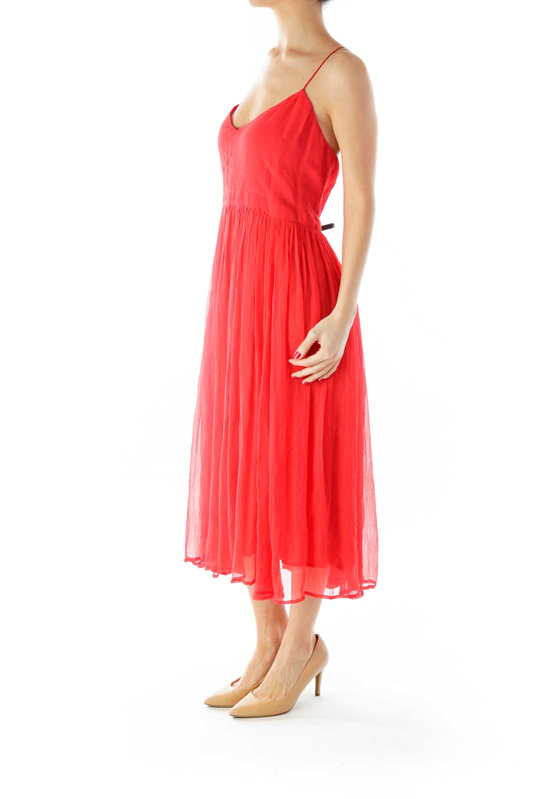 Red Pleated Tent Dress