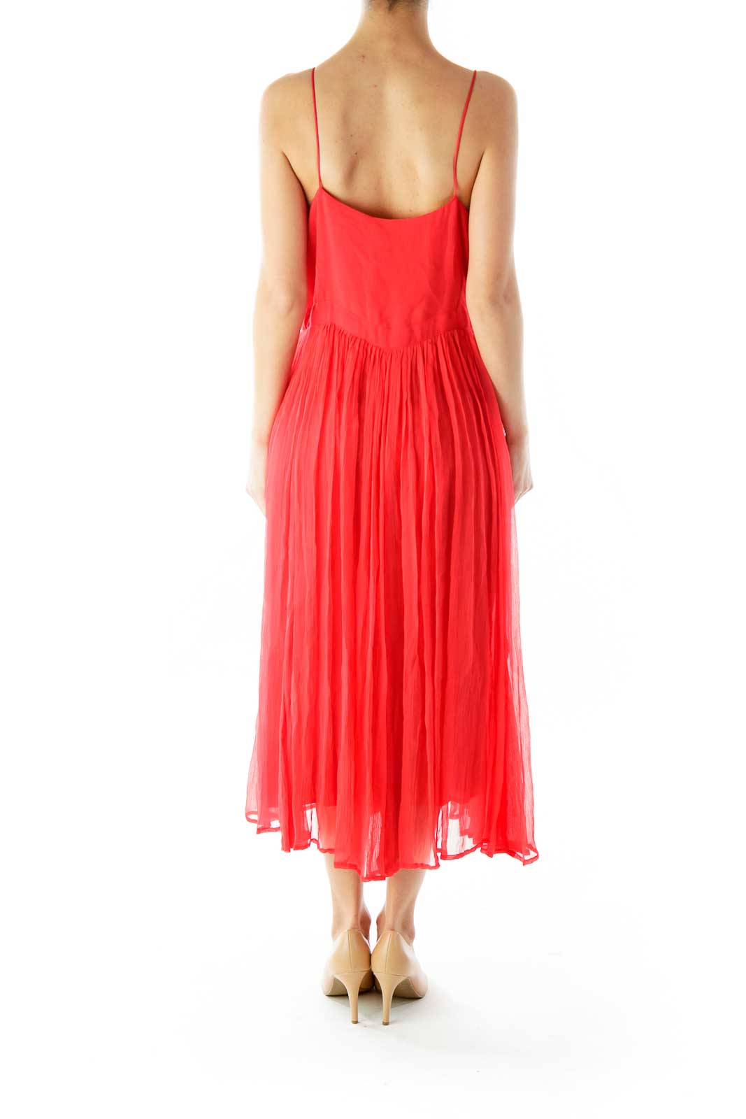 Red Pleated Tent Dress