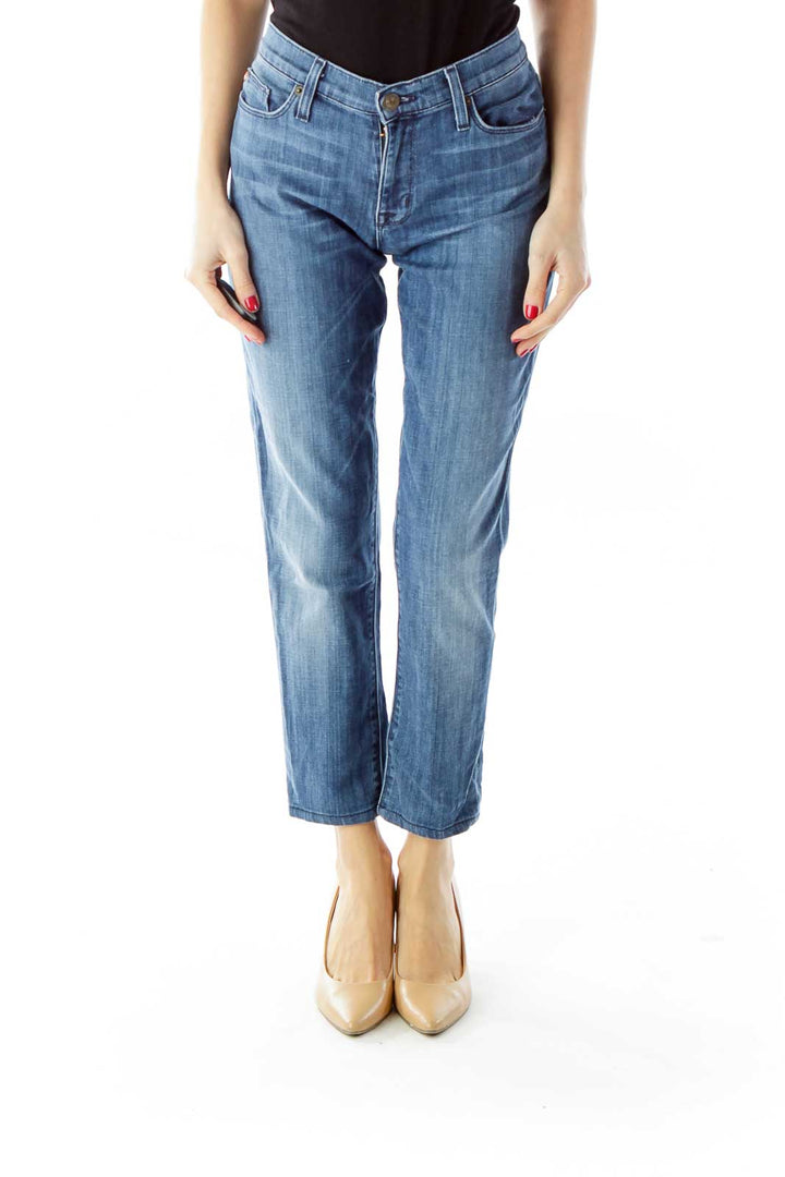 Blue Straight-Leg Jeans