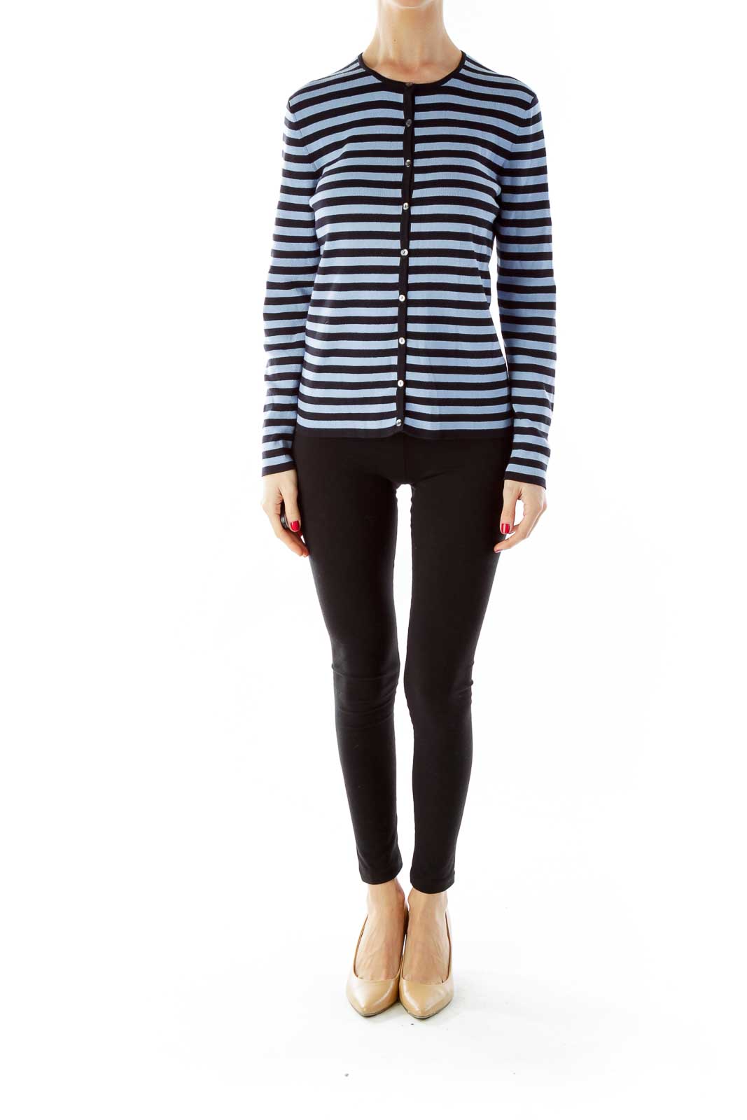 Blue Black Striped Cardigan