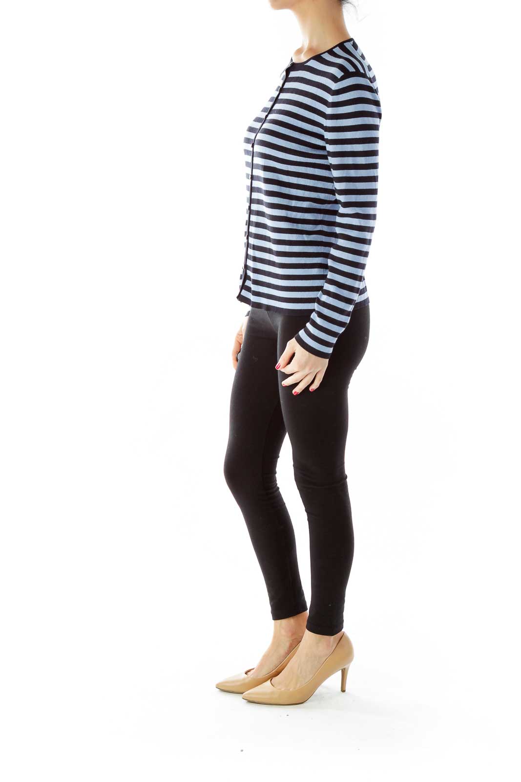 Blue Black Striped Cardigan