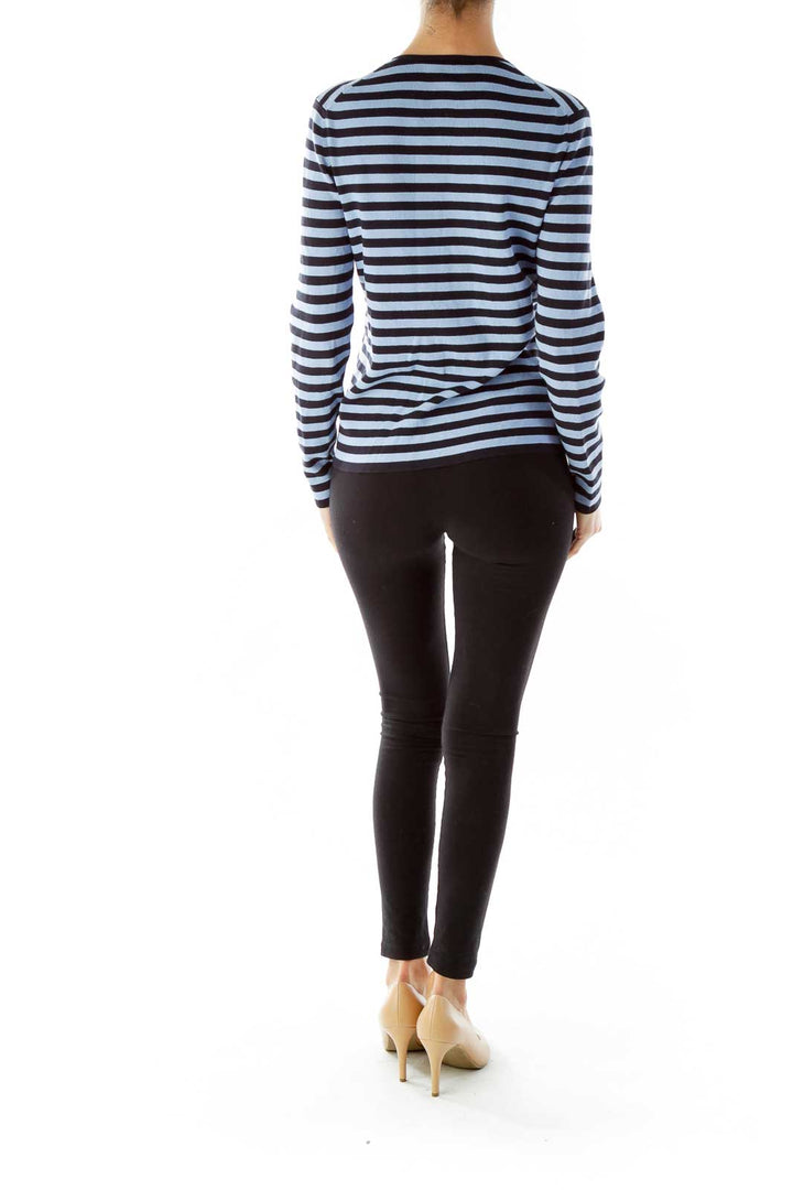 Blue Black Striped Cardigan