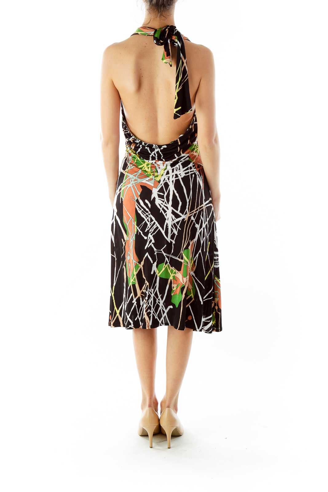 Multicolor Print Halter Dress