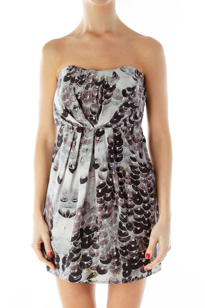 Multicolor Strapless Pocketed Print Dress