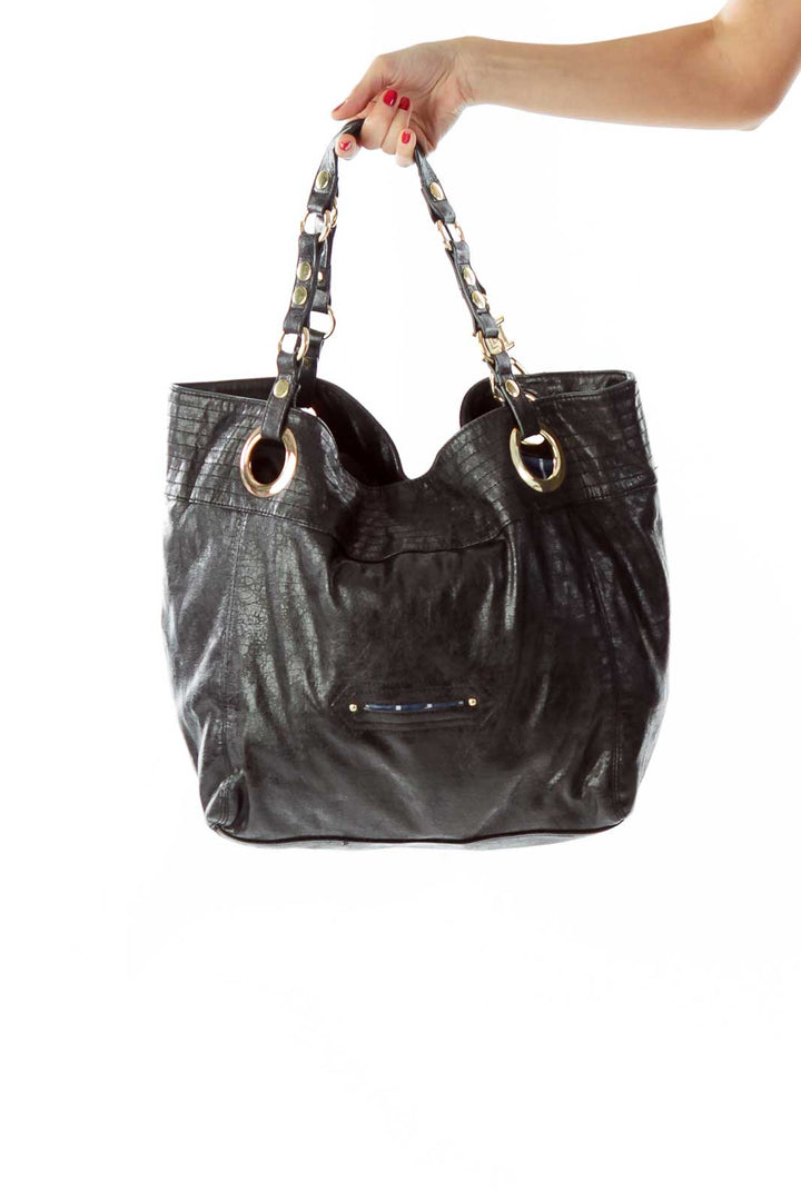 Black Gold Textured Tote