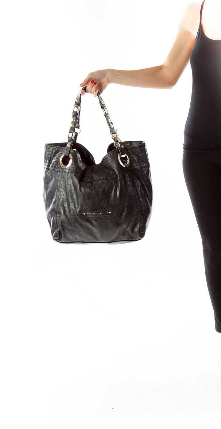 Black Gold Textured Tote