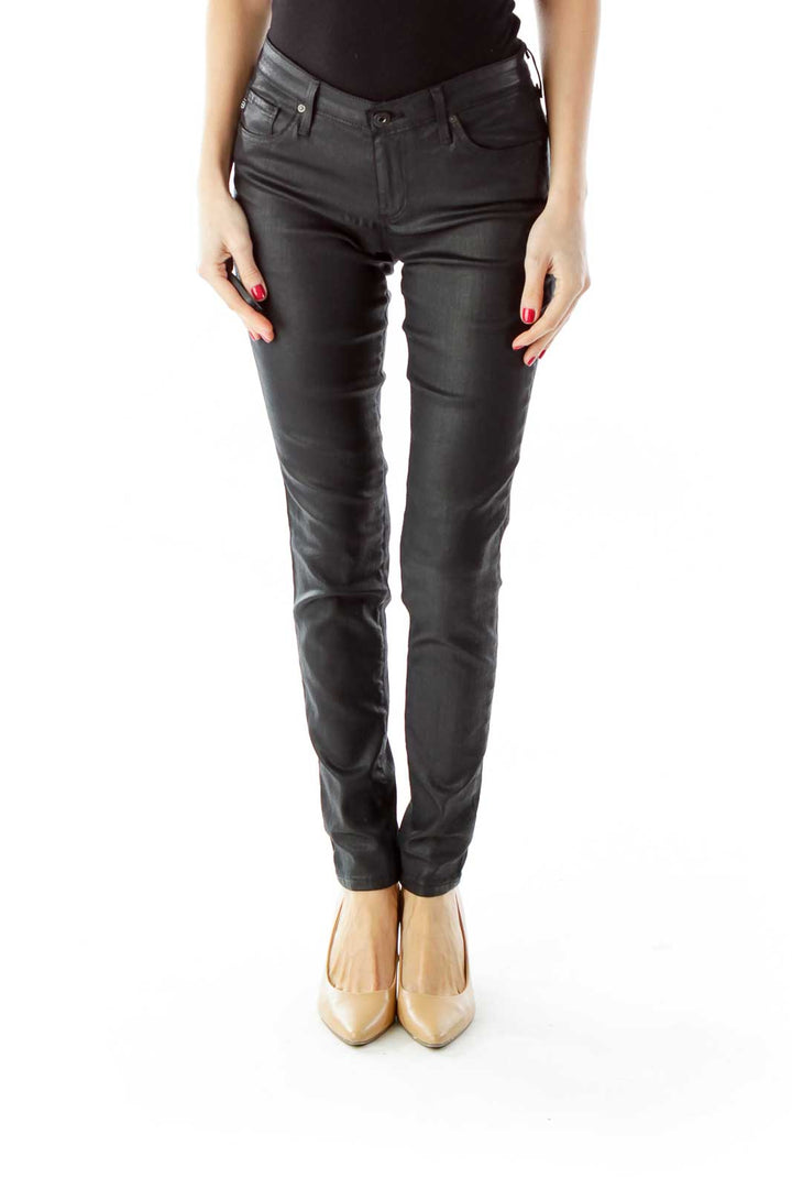 Black Shimmer Skinny Pants