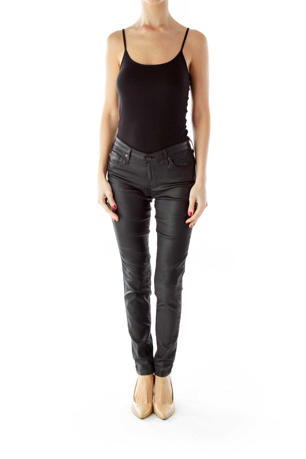 Black Shimmer Skinny Pants