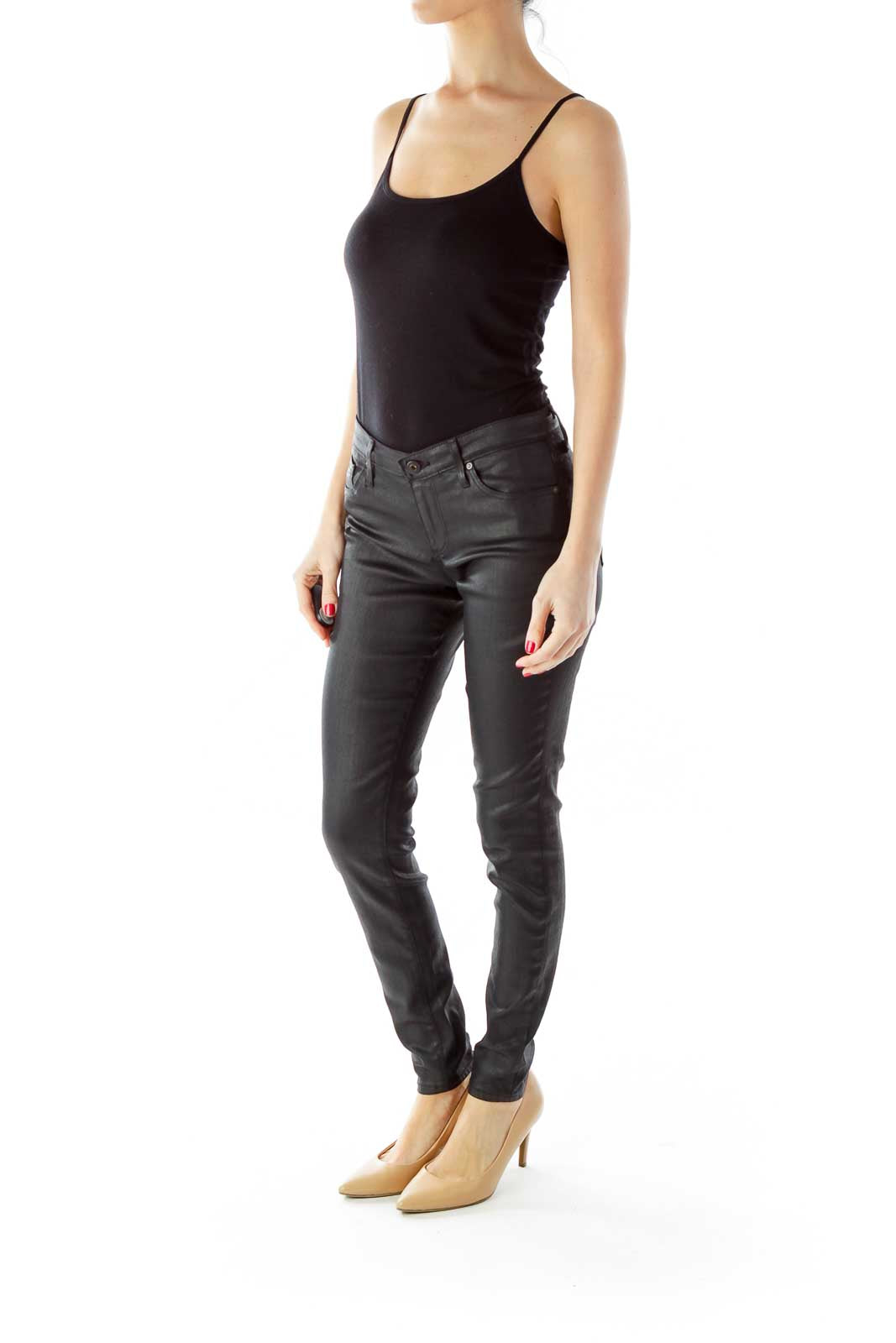 Black Shimmer Skinny Pants