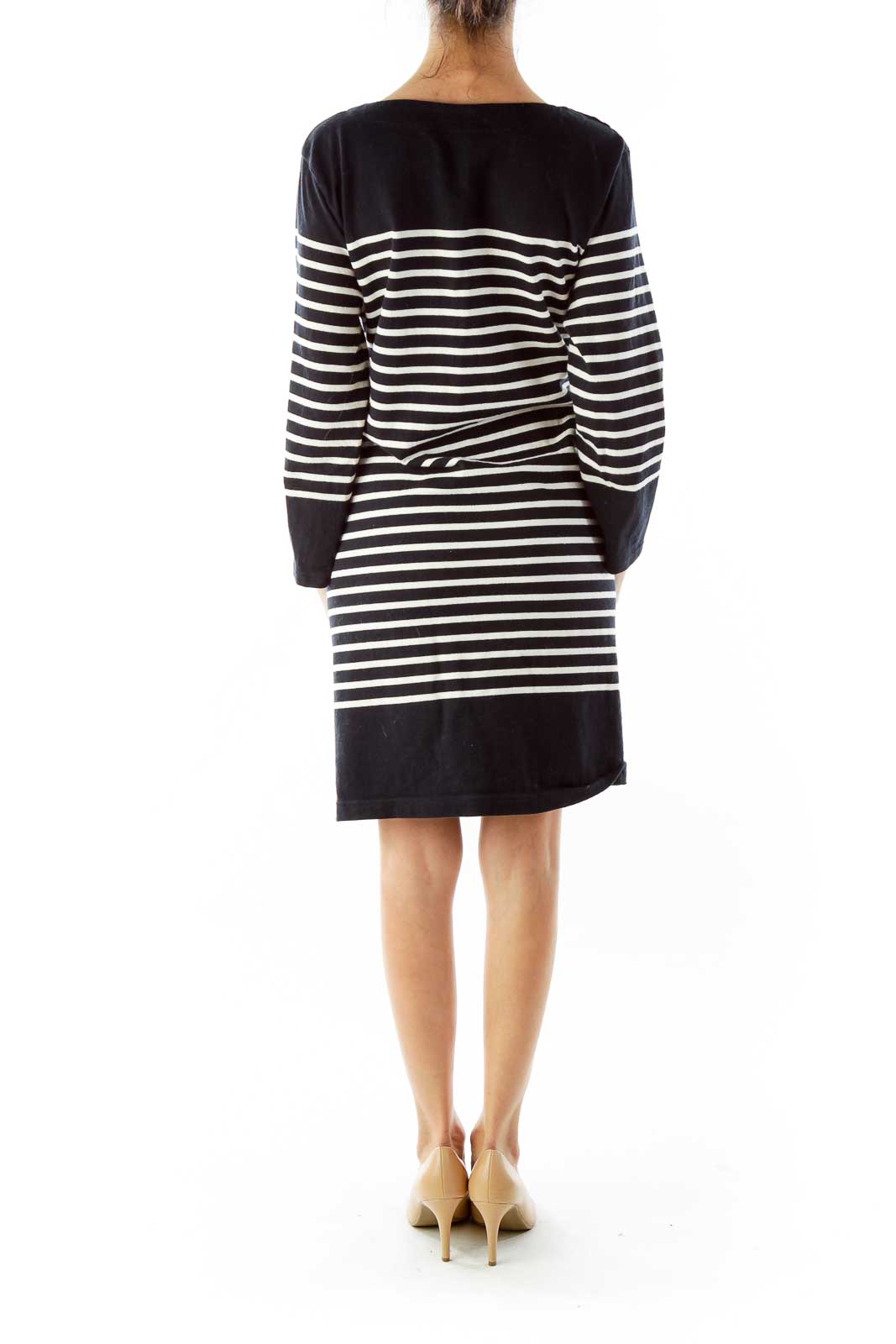 Striped Buttoned Long Sleeve Dress