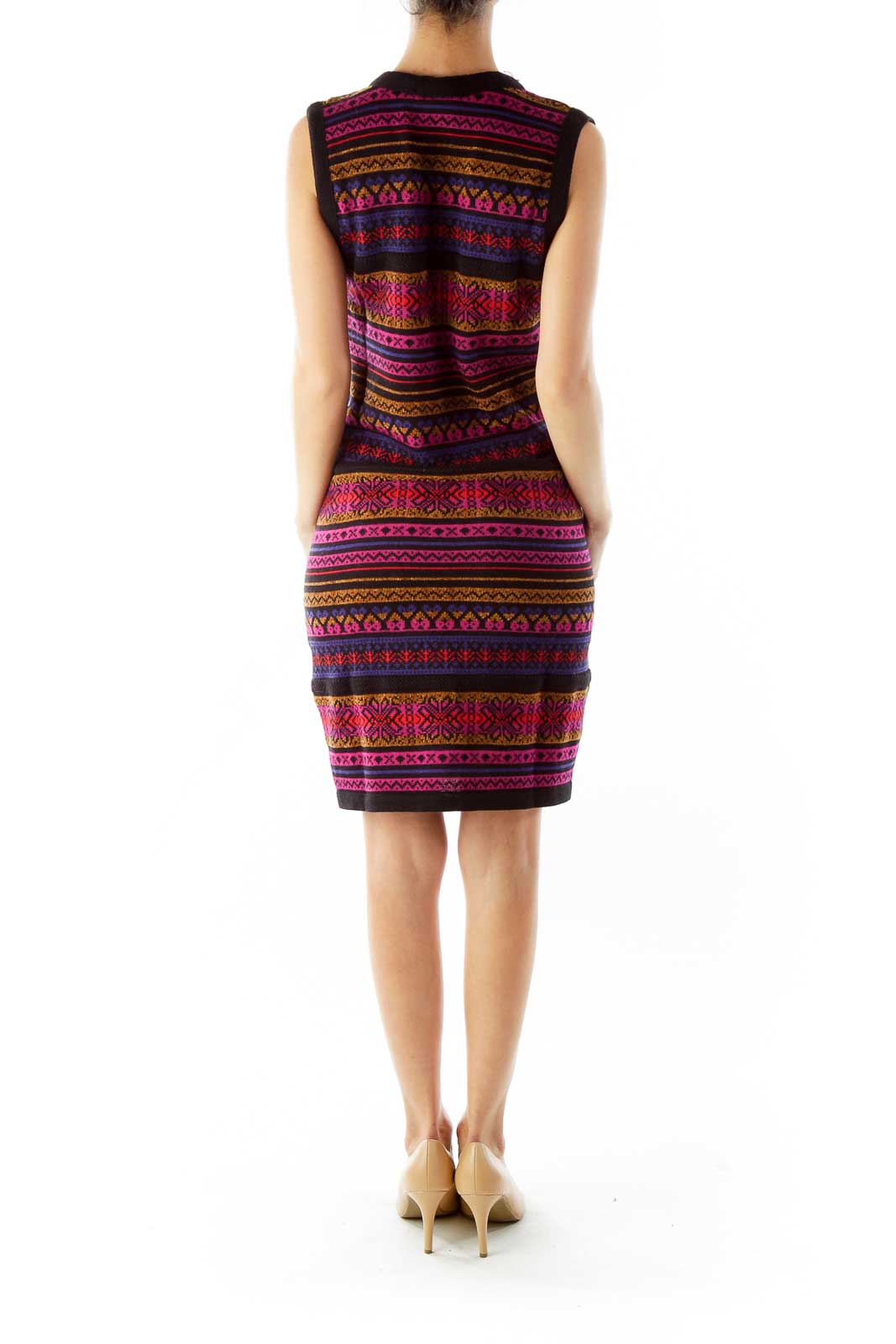 Stripe Print V-neck Dress