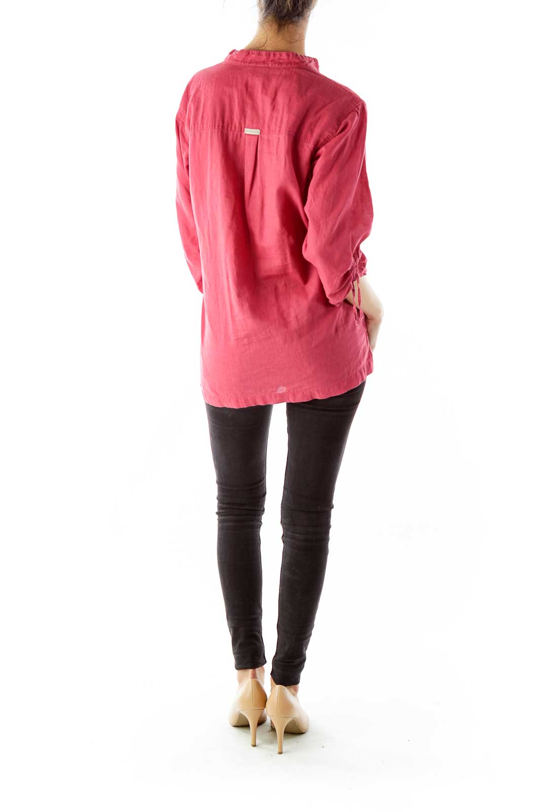 Pink Buttoned Woven Tunic