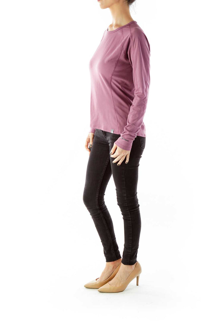 Purple Round Neck Elastic Athletic Top