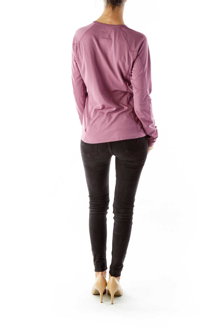 Purple Round Neck Elastic Athletic Top