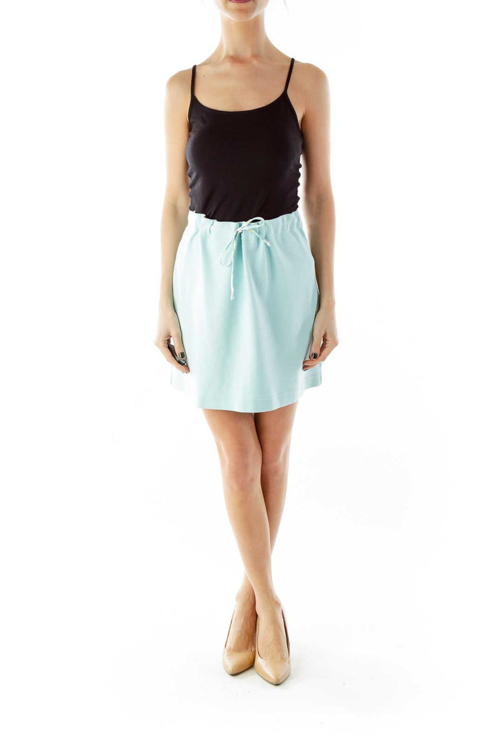 Mint Drawstring Elastic Mini Skirt