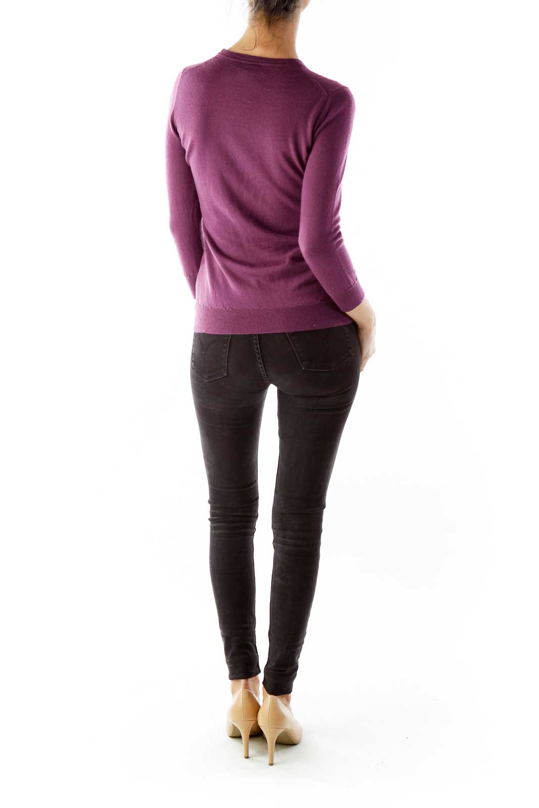 Purple Fitted Knit Top