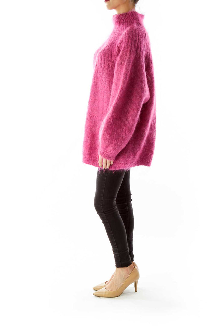 Pink Oversized Pocketed Sweater