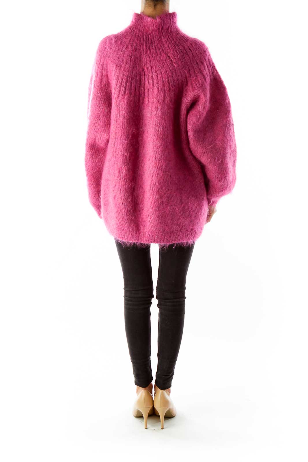 Pink Oversized Pocketed Sweater