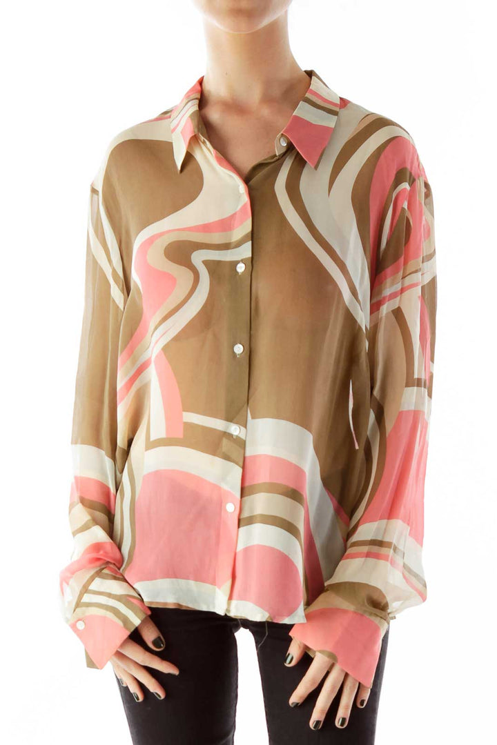 Multicolor Silk Print Blouse