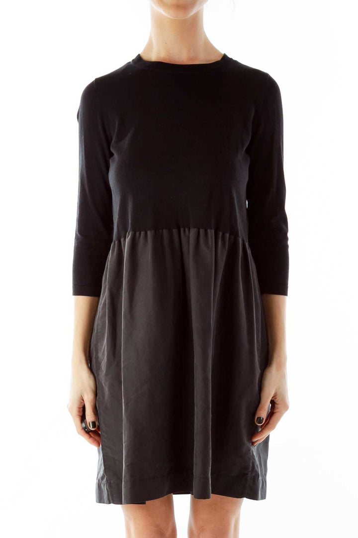 Black Knit A-Line Day Dress