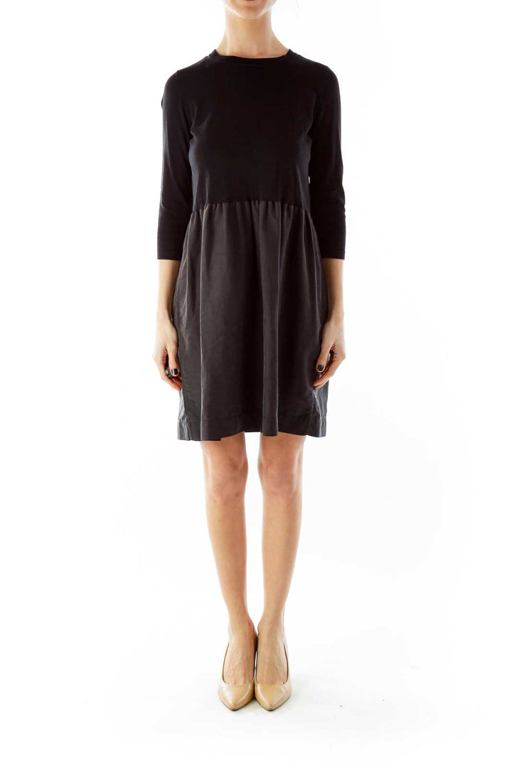 Black Knit A-Line Day Dress