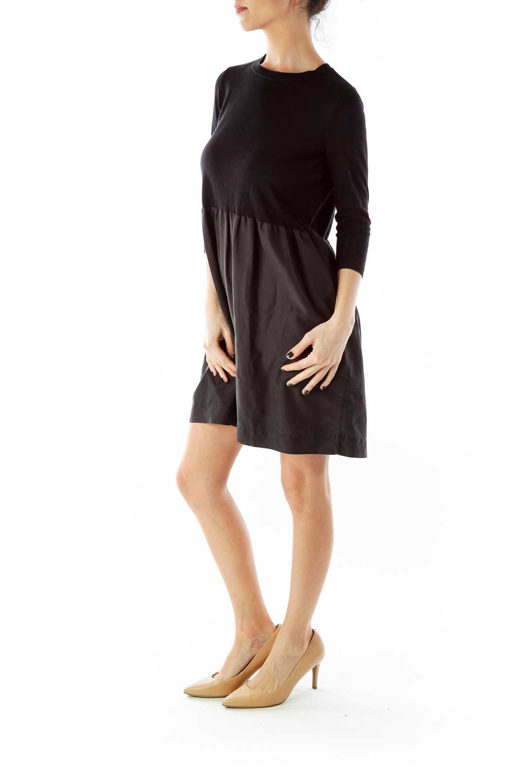 Black Knit A-Line Day Dress