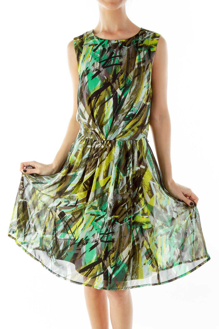 Multicolor Scrunched A-Line Dress