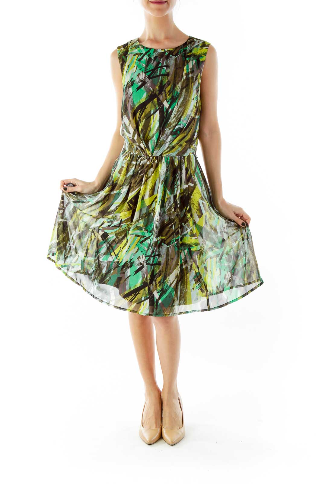 Multicolor Scrunched A-Line Dress