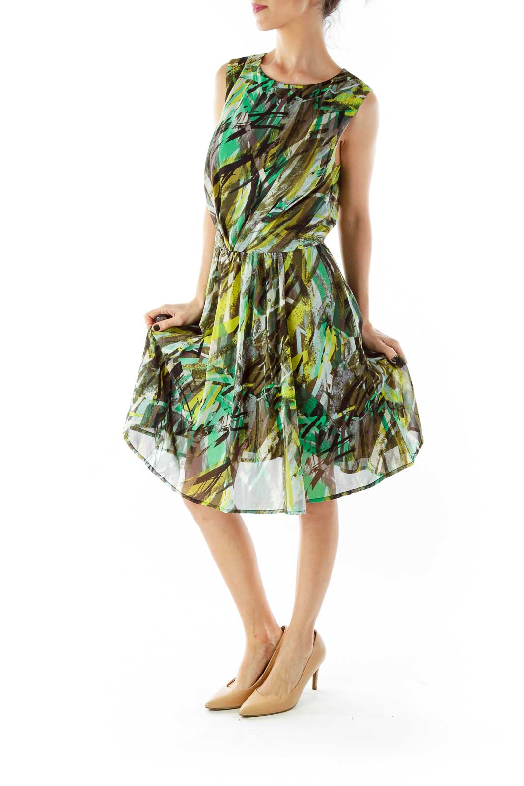 Multicolor Scrunched A-Line Dress