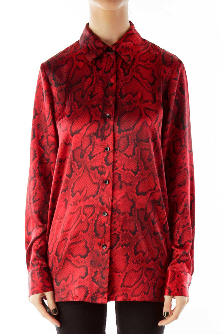 Red Black Snake Print Shirt