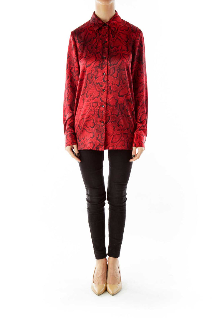 Red Black Snake Print Shirt