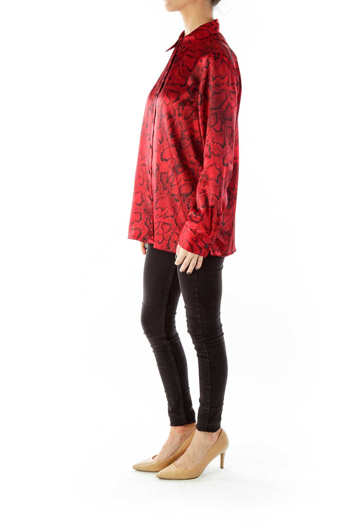 Red Black Snake Print Shirt