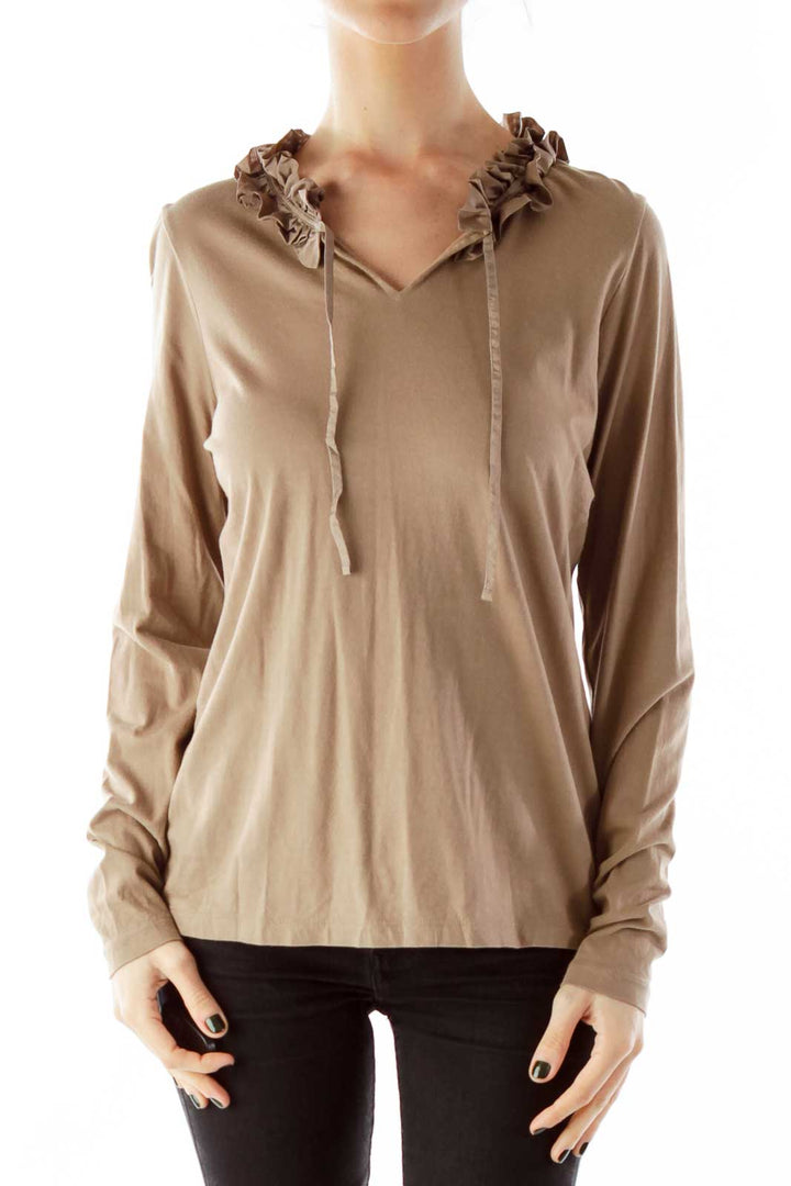 Brown Flower Long-Sleeve T-Shirt