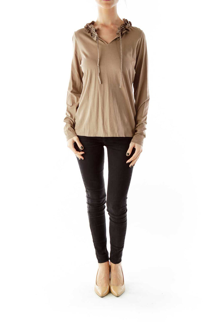 Brown Flower Long-Sleeve T-Shirt