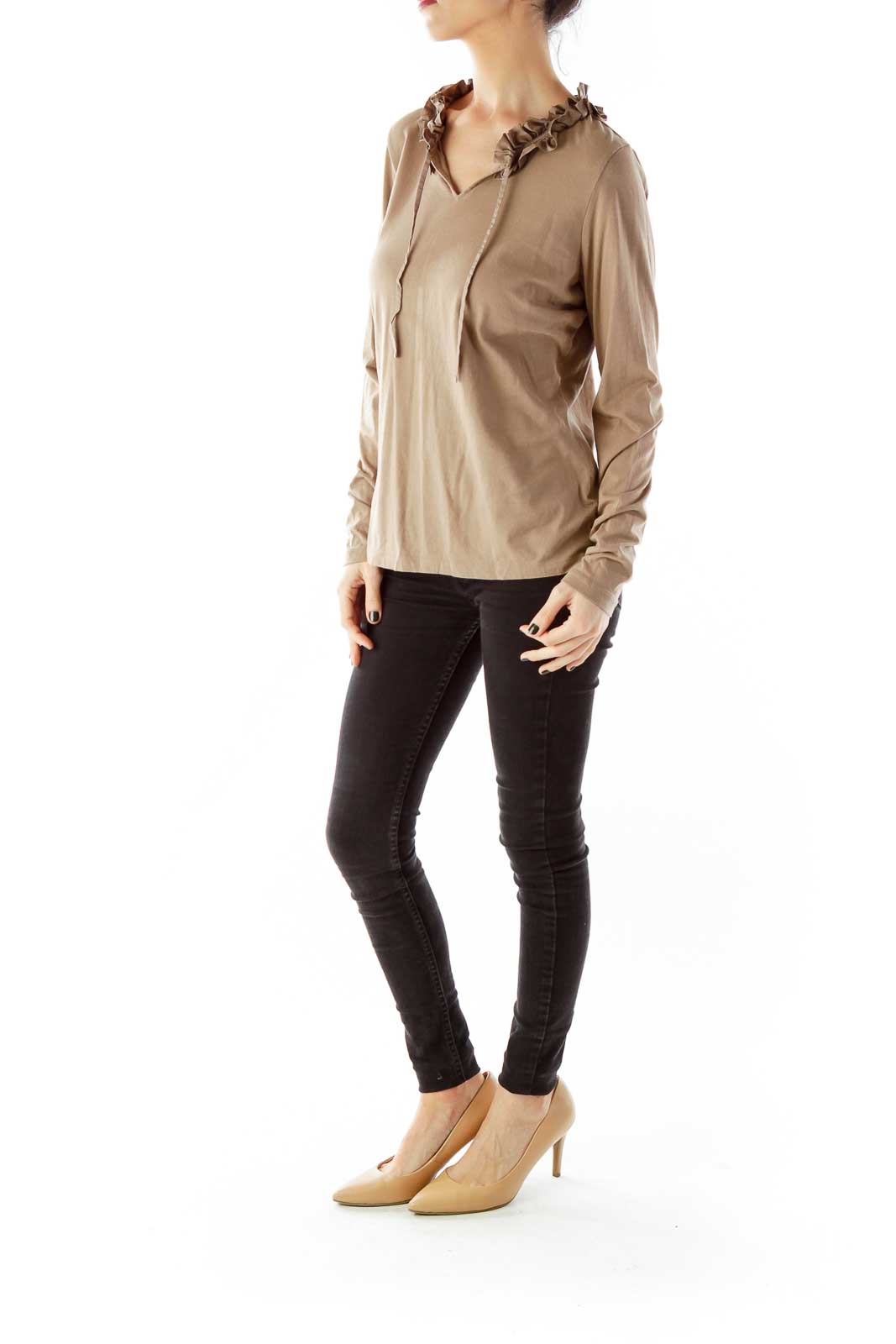 Brown Flower Long-Sleeve T-Shirt