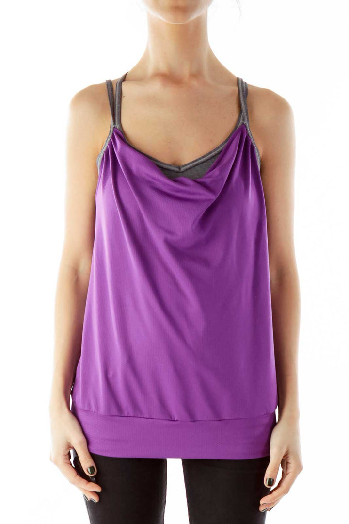 Purple Yoga Top with Sports Bra