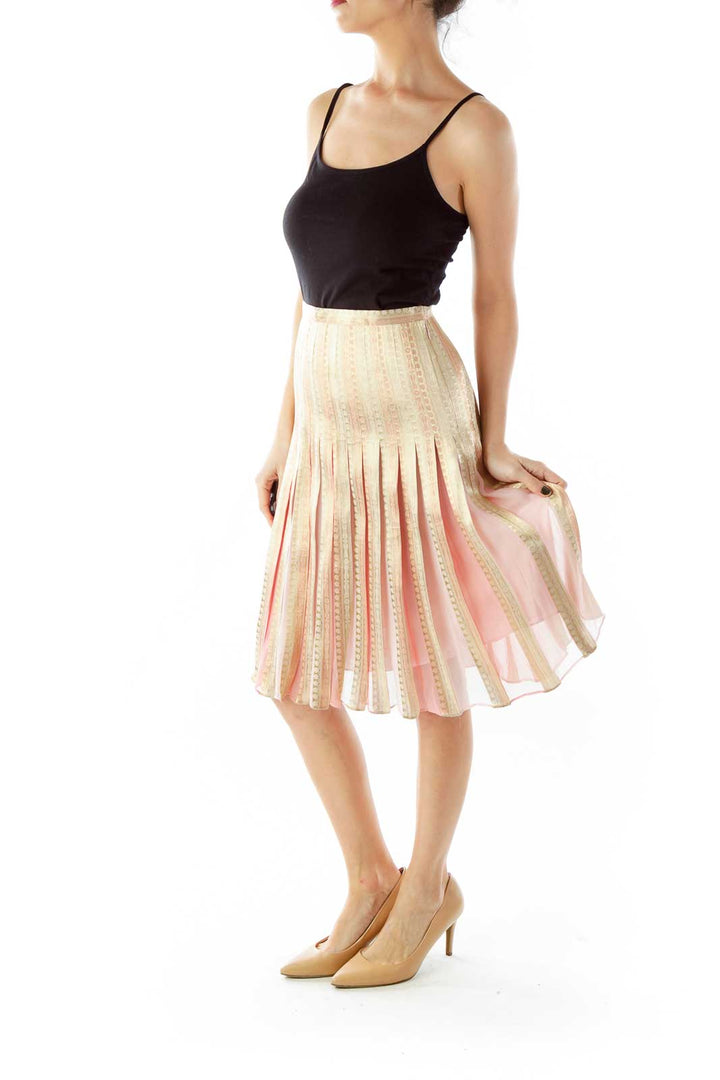 Pink Gold Shimmer Flared Skirt